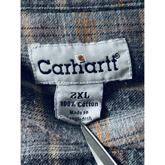 Carhartt S296 BLK Canvas Flannel Lined Snap Shirt Jacket‎ Black  2XL Distressed - Picture 4 of 8